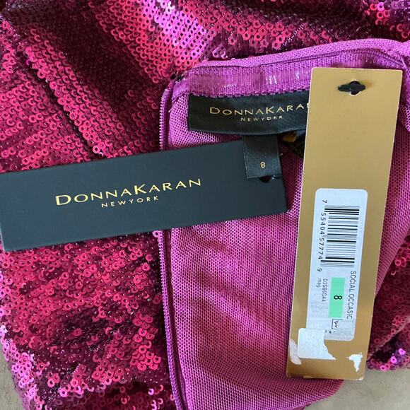 Donna Karan Sequined Sleeveless Midi Sheath Colorful Pink Size 8 Sleeveless - Picture 10 of 14